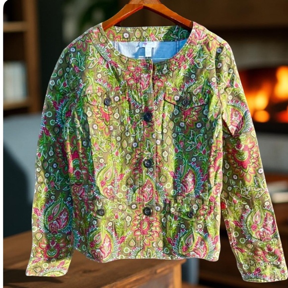 Charter Club Denim jacket Spandex Floral jacket Size Large - Picture 11 of 12